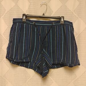 Gap Striped Blue Shorts Linen Cotton Blend Women's Size XL